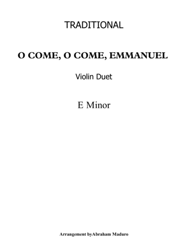 O Come, O Come, Emmanuel Violin Duet-Score and Parts (arr. Abraham Maduro)