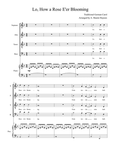 Lo How A Rose E'er Blooming (arr. A. Shamir Rejouis)