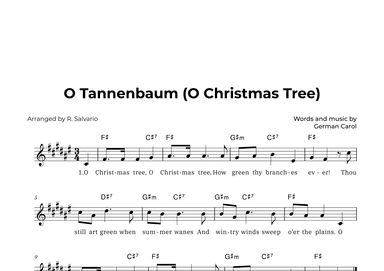 O Tannenbaum (O Christmas Tree) - Key of F-Sharp Major (arr. R. Salvario)