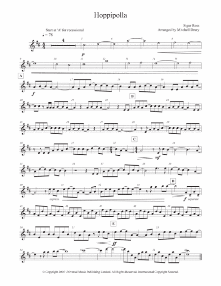 Hoppipolla (arr. Mitchell Drury)