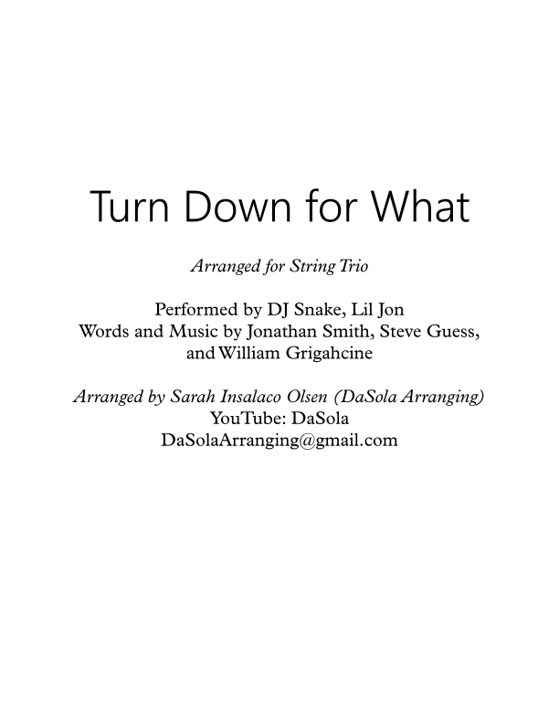 Turn Down For What (instrumental) (arr. DaSola Arranging)