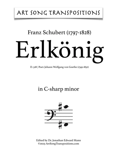 SCHUBERT: Erlkönig, D. 328 (transposed to C-sharp minor, bass clef) (arr. ArtSongTranspositions.com)