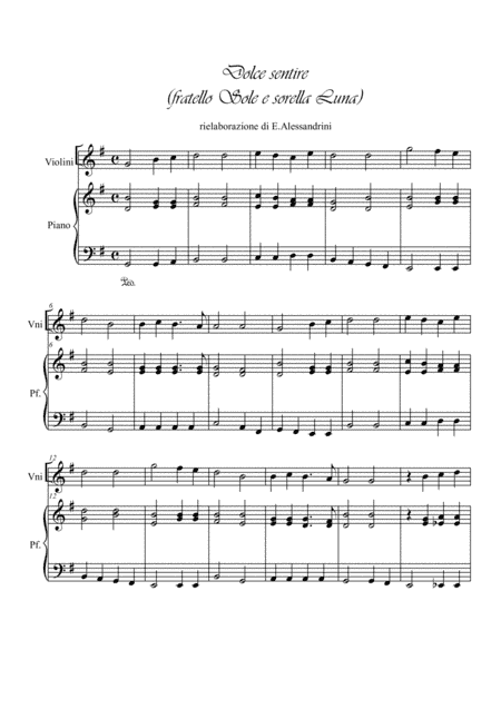 Dolce sentire. Violin and piano (arr. Ester Alessandrini)