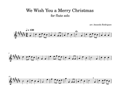 We Wish You a Merry Christmas in C# Major for Easy Flute Solo (arr. Amanda Rodrigues)