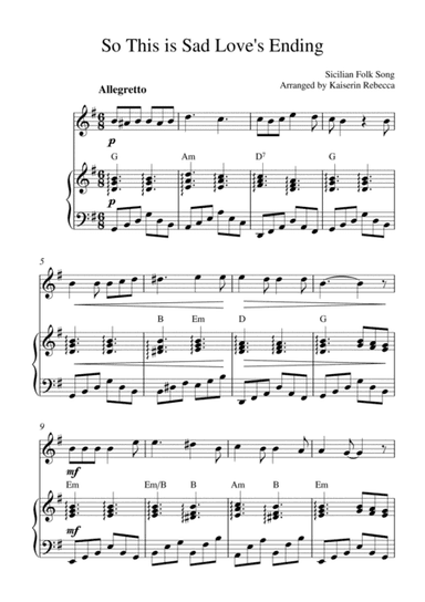 So This is Sad Love's Ending (for harmonica solo and piano accompaniment) (arr. Kaiserin Rebecca)