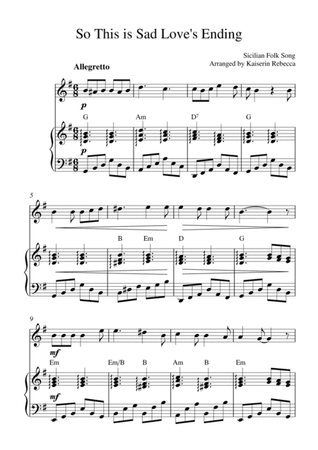 So This is Sad Love's Ending (for harmonica solo and piano accompaniment) (arr. Kaiserin Rebecca)