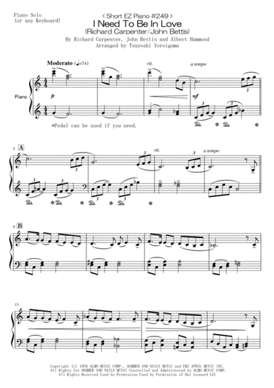 I Need To Be In Love (arr. Tsuyoshi Yoroiguma)