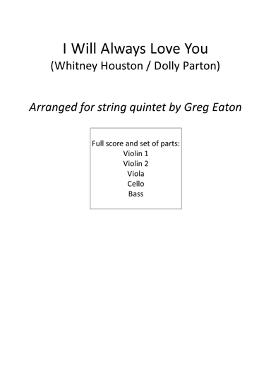 I Will Always Love You (arr. Greg Eaton)