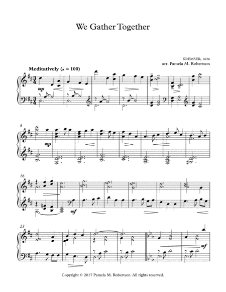 We Gather Together - Piano Solo (arr. Pamela M. Robertson)