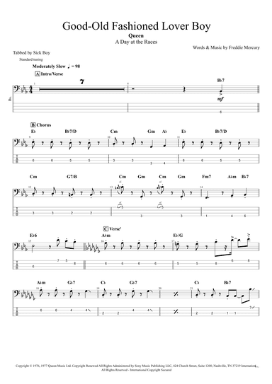 Good Old-fashioned Lover Boy (arr. Sick Boy)
