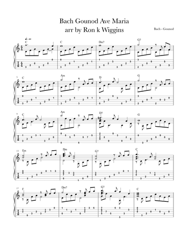 Bach-Gounod Ave Maria - Classical Guitar (arr. Ron k Wiggins)