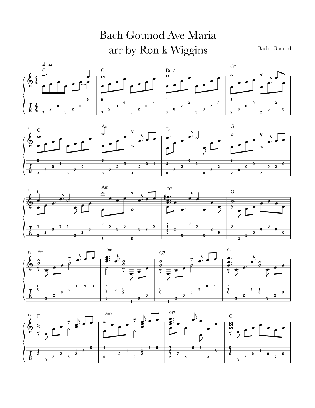 Bach-Gounod Ave Maria - Classical Guitar (arr. Ron k Wiggins)