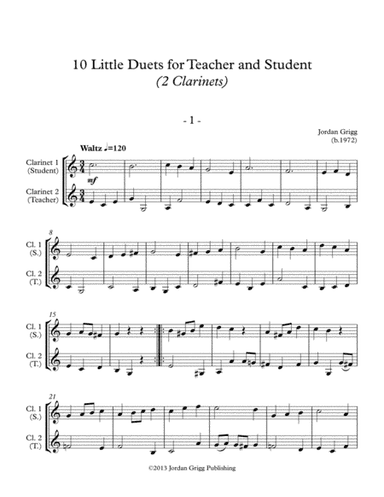 10 Little Duets for Teacher and Student (2 Clarinets)