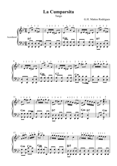 La Cumparsita (Tango) | Sheet Music for Accordion | G. H. Mattos Rodrigues (arr. Estevão Ewald)