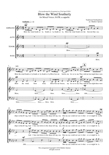 Blow the Wind Southerly (arr. Matthew Spinner)
