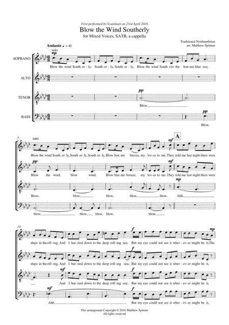 Blow the Wind Southerly (arr. Matthew Spinner)