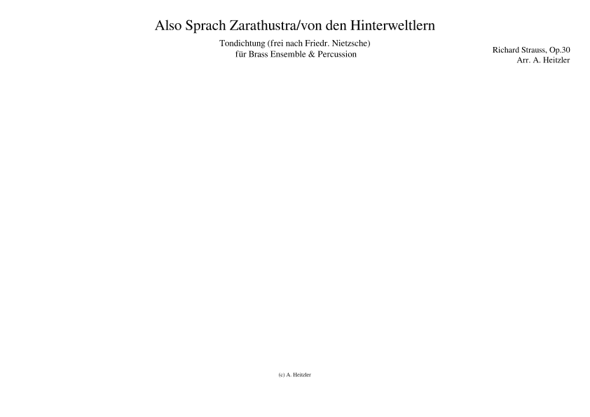 Also sprach Zarathustra - von den HInterweltlern (arr. A. Heitzler)