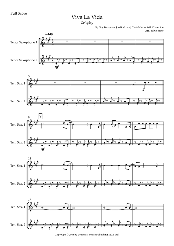 Viva La Vida (arr. Fabio Britto)