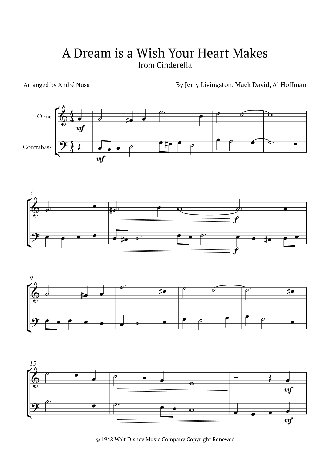 A Dream Is A Wish Your Heart Makes (arr. André Nusa)