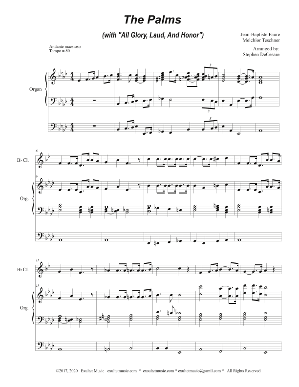 The Palms (with "All Glory, Laud, and Honor") (Bb-Clarinet solo and Organ) (arr. Stephen DeCesare)