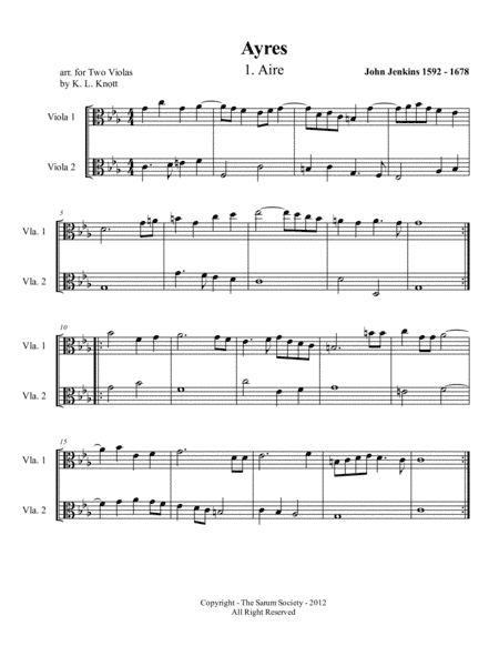 10 AYRES for 2 Violas by John Jenkins (arr. K. L. Knott) (arr. K. L. KNOTT)