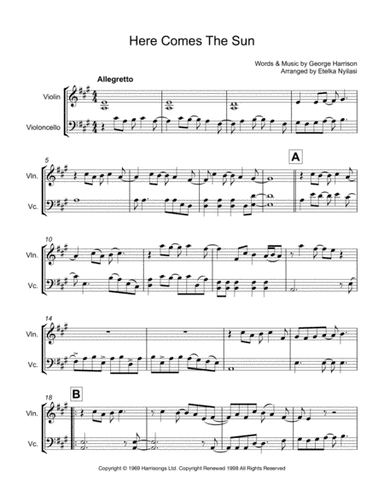 Here Comes The Sun (arr. Etelka Nyilasi)