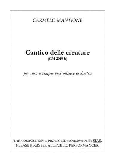 Cantico delle creature (CM 2019 b) per coro e orchestra