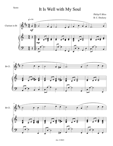 It Is Well with My Soul (Clarinet Solo with Piano Accompaniment) (arr. B. C. Dockery)