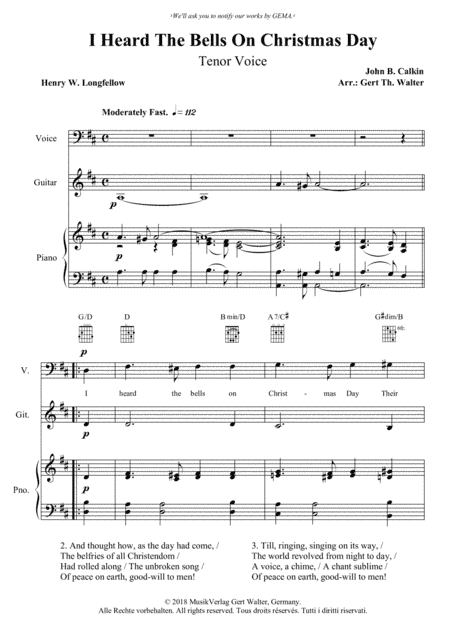 I Heard The Bells On Christmas Day (arr. Gert Th. Walter)