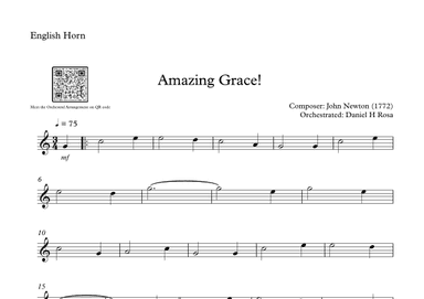 Amazing Grace How Sweet the sound - Easy English Horn (arr. Daniel H Rosa)