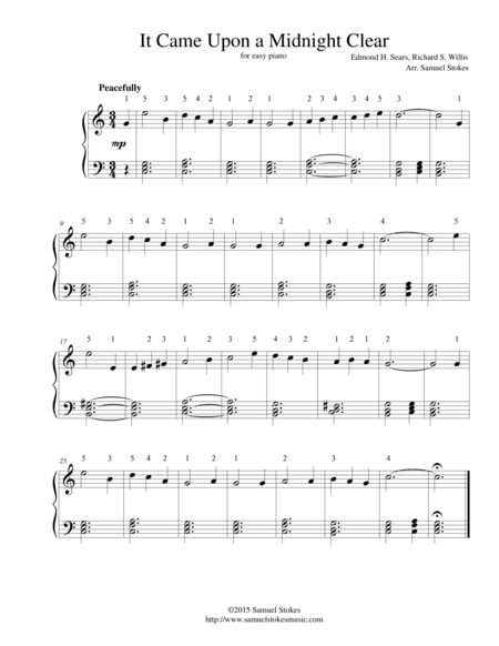 It Came Upon a Midnight Clear (It Came Upon the Midnight Clear) - for easy piano (arr. Samuel Stokes)