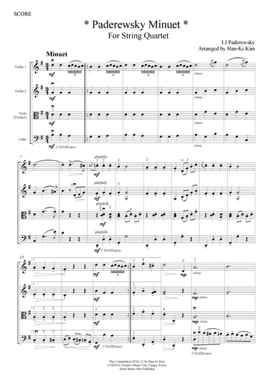Paderewsky Minuet (For String Quartet) (arr. Han-Ki Kim)