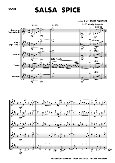 SALSA SPICE - SAXOPHONE QUARTET (Barry Molinski)