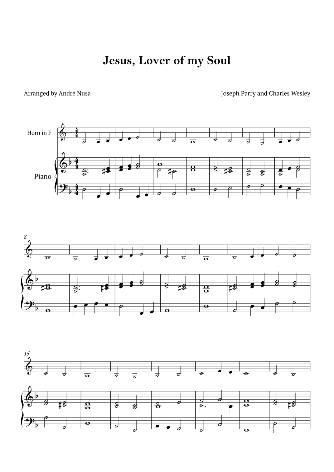 Jesus, Lover of my Soul (arr. André Nusa)