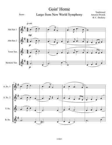 Goin' Home - Largo from New World Symphony (Sax Quartet) (arr. B. C. Dockery)