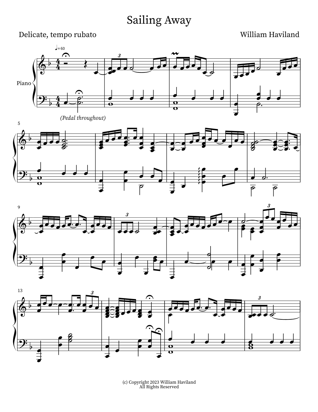 Sailing Away [composition for solo piano]