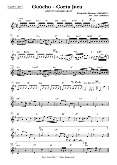 Corta Jaca ou Gaúcho - Clarinet with Chords (arr. ACT Bortolucci)