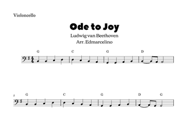 Ode to Joy - Eeasy to Cello (arr. Edmarcelino)