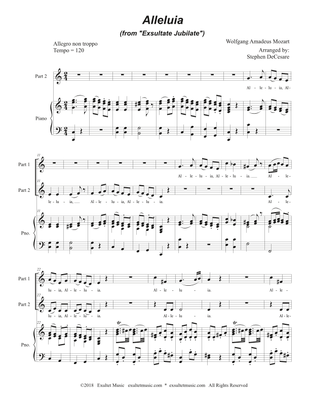 Alleluia (from "Exsultate, Jubilate") (2-part choir) (arr. Stephen DeCesare)