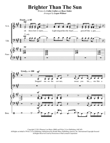 Brighter Than The Sun (arr. Logan Widmor)