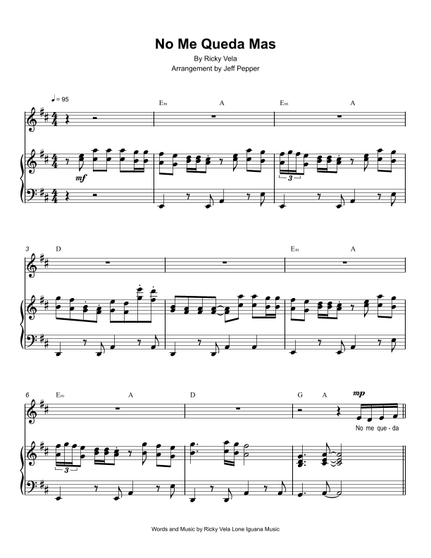 No Me Queda Mas (arr. Jeff Pepper)