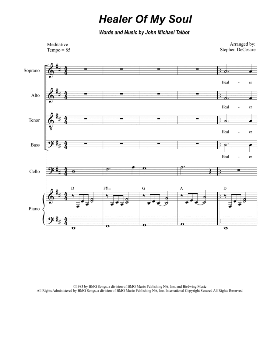 Healer Of My Soul (arr. Stephen DeCesare)