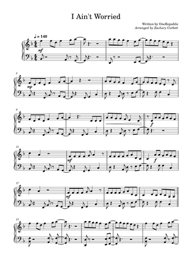 I Ain't Worried (arr. Zachary Corbett)