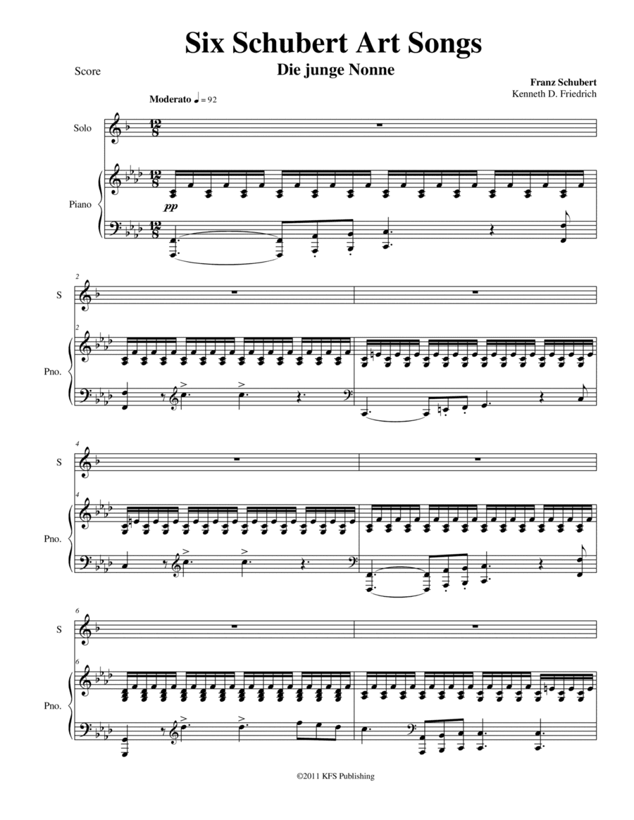 Six Schubert Art Songs - alto sax and piano (arr. Kenneth D. Friedrich)
