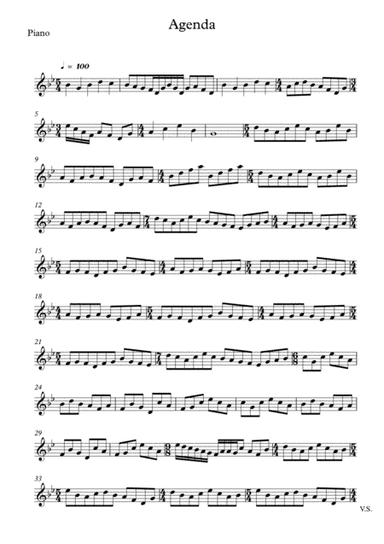 Agenda (Piano Part, includes Solo sections)