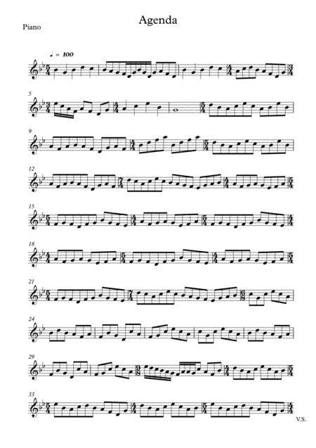Agenda (Piano Part, includes Solo sections)