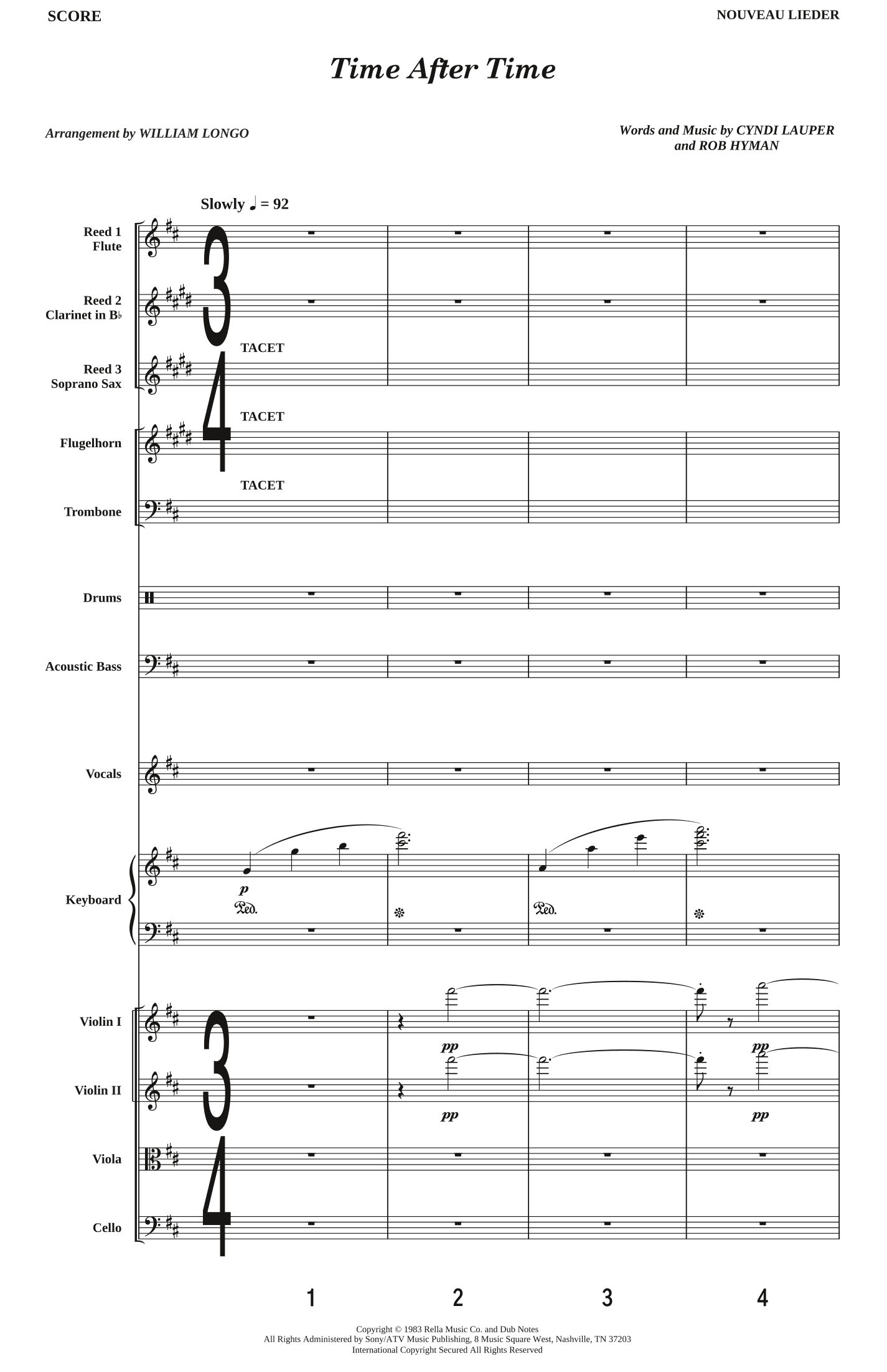 Time After Time - Score Only (arr. William Longo)