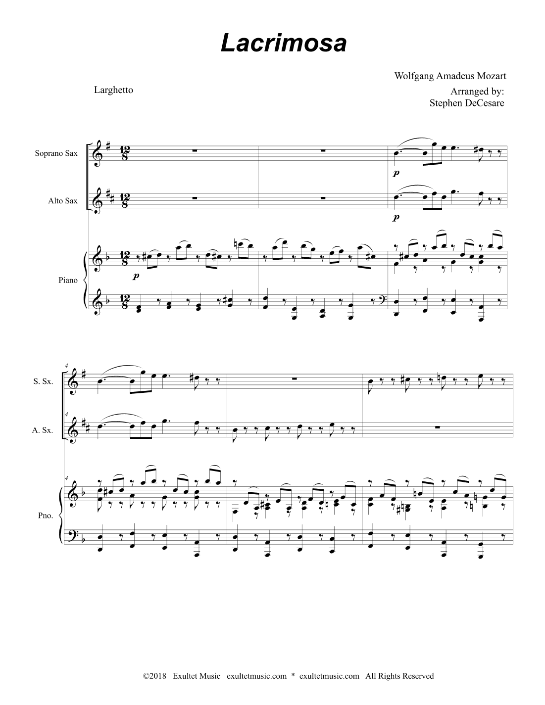 Lacrimosa (Duet for Soprano and Alto Saxophone) (arr. Stephen DeCesare)