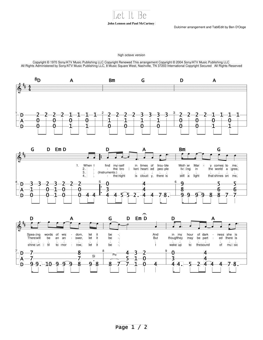 Let It Be (arr. Ben D'Ooge)