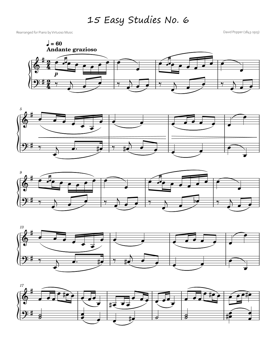 15 Easy Studies No. 6 by David Popper (arr. Virtuoso Music)